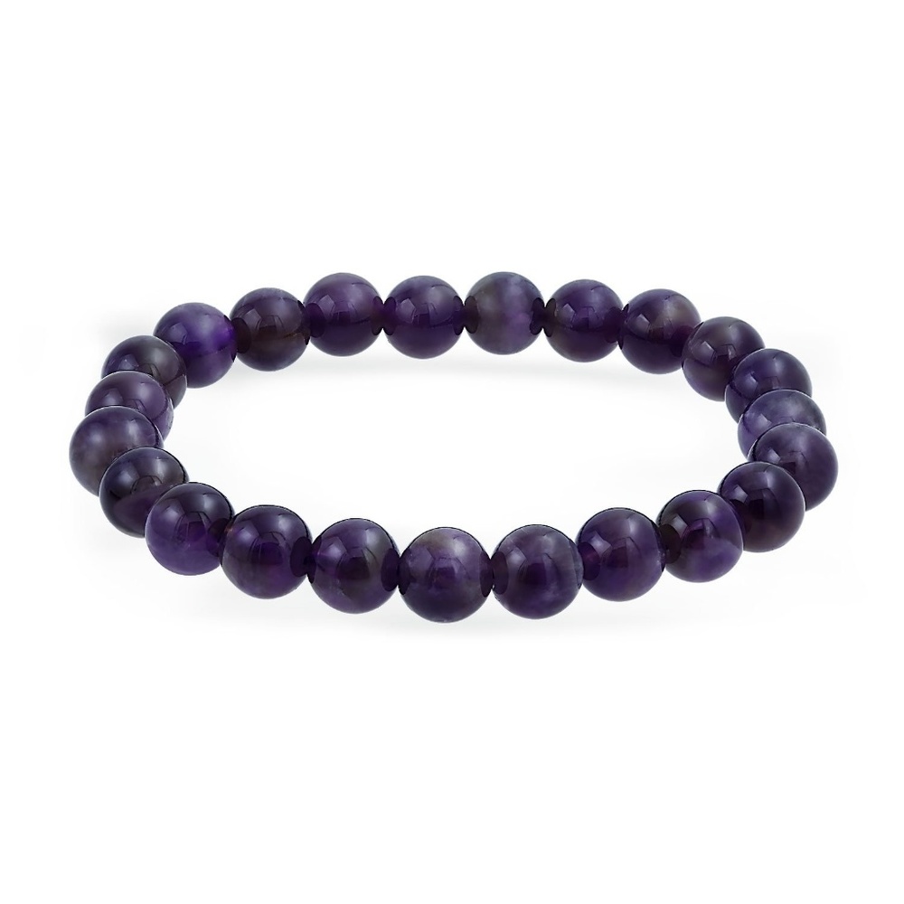 Amethyst Bead Stretch Bracelet 8mm